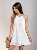 Cotton Lace Sleeveless Mini Dress