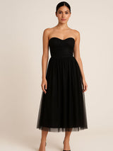 Strapless Midi Pettiskirt Dress