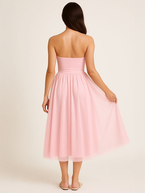 Strapless Midi Pettiskirt Dress